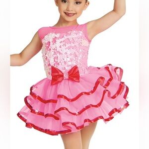Weissman Pink and Red Sequin Dance Costume